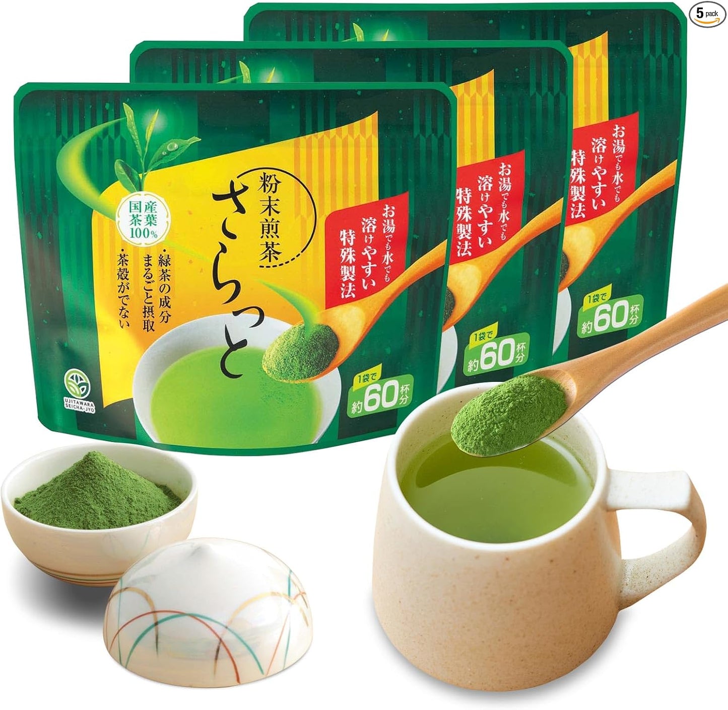 Uji-tawara Tea Plantation Powdered Sencha Tea, Smooth Green Tea Powder, Sencha Green Tea, Japanese Tea, Bottle Tea, Powdered Tea (3 Flavors (3 x 6 bags = 18 bags)) 27493