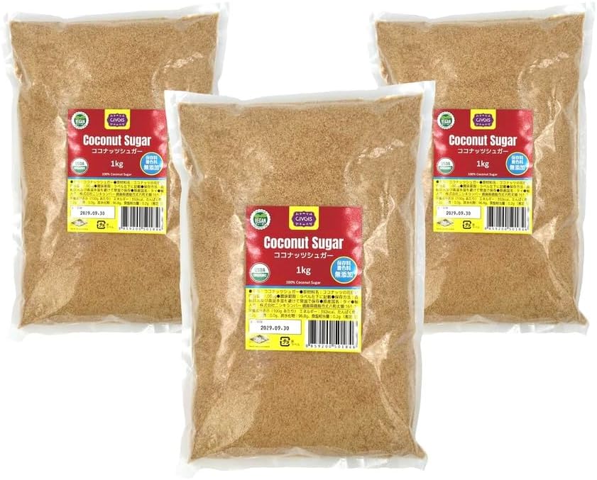 Coconut Sugar (Large Capacity, 2.2 lbs (1 kg), Additive-free, Pesticide-free, USDA Certified Organic Coconut Sugar, 2.2 lbs (1 kg) x 1 Bag