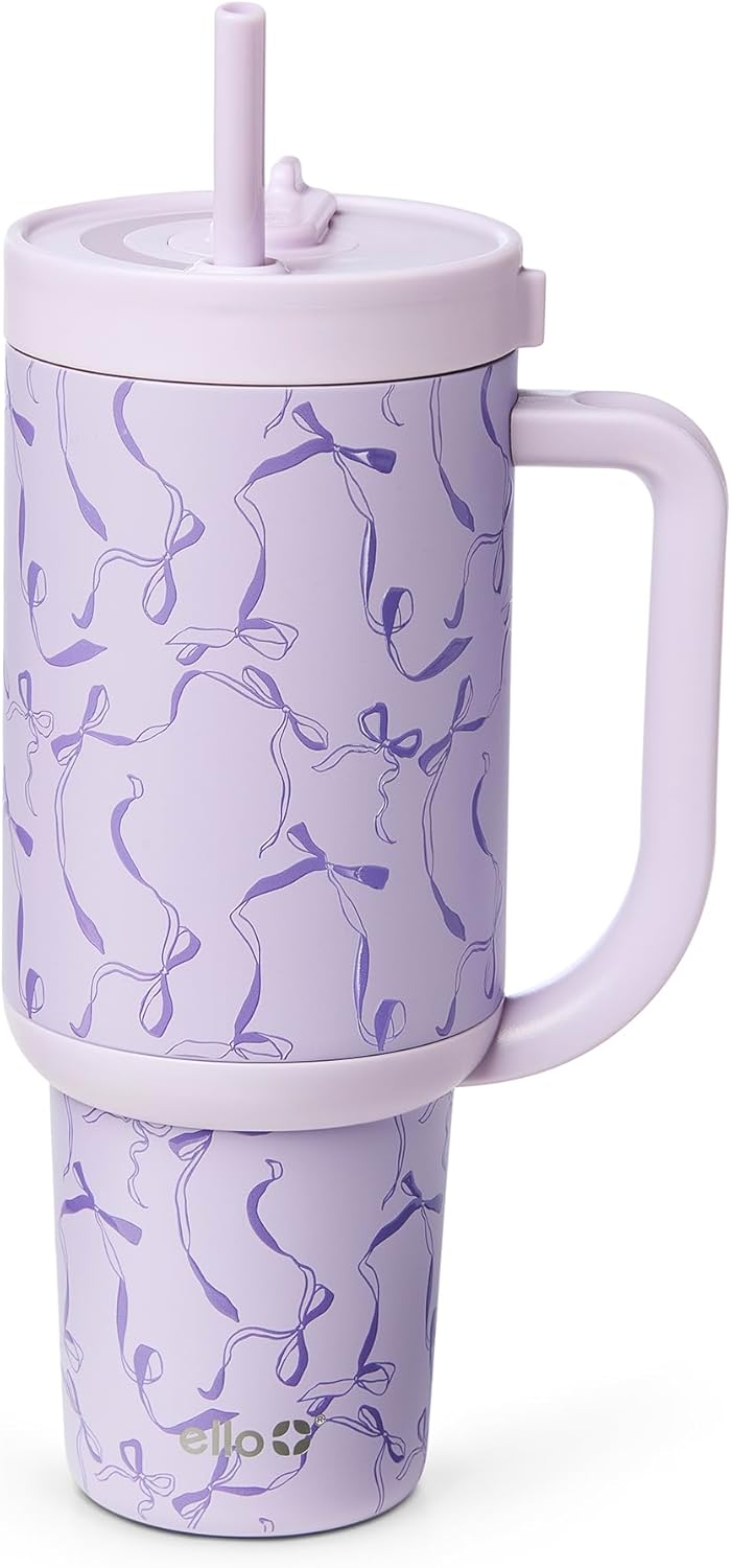 Ello Oasis - Vaso de 30 onzas con asa y pajita retráctil | Taza reutilizable de acero inoxidable aislada 100% a prueba de fugas, regalos para adolescentes, mujeres y hombres | Mantiene el frío durante