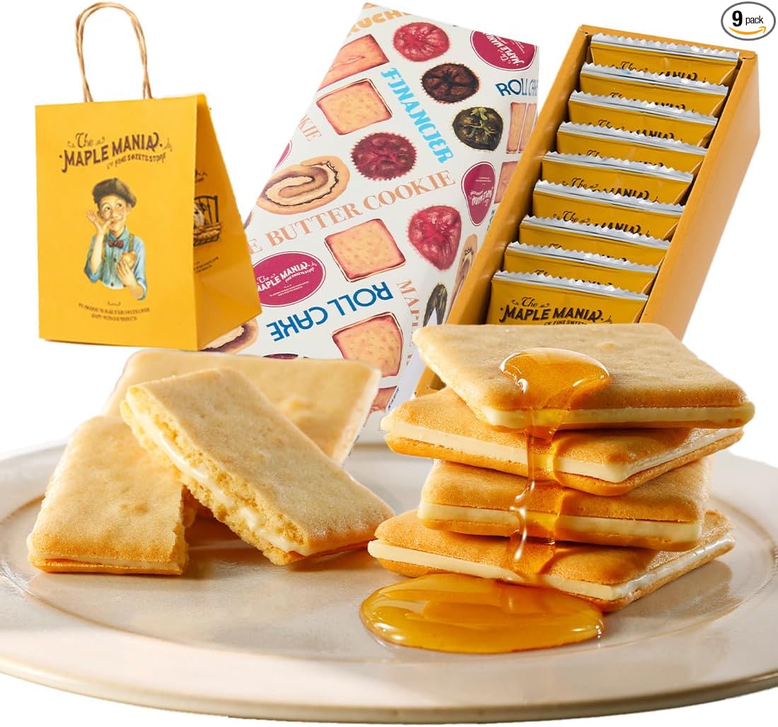 The Maple Mania Maple Butter Cookies, Sweets, Gifts, Tokyo Souvenirs, Individually Wrapped, Gift, Return, Home Celebration, Baked Goods, Retirement, Stylish, Adult (Pack of 18)