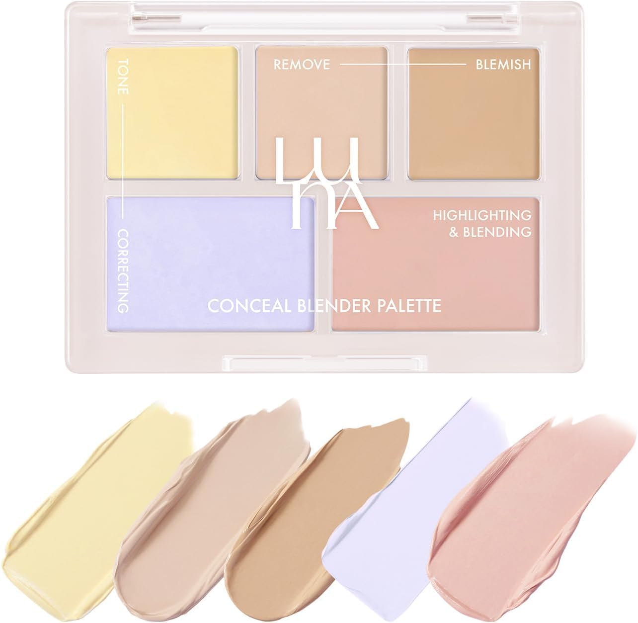 LUNA Conceal Blender Palette, No. 5 Tone Reset Cover, 0.2 oz (6 g), Multi-Cover, High Adhesion, Korean Cosmetics