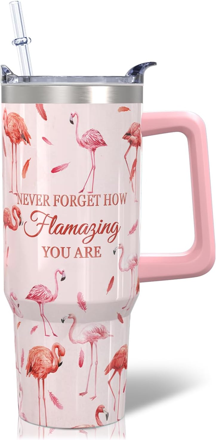 Vaso de acero inoxidable de 30 onzas con asa, tapa y pajita, taza aislada con lazo de estrella para regalos y viajes de mujer