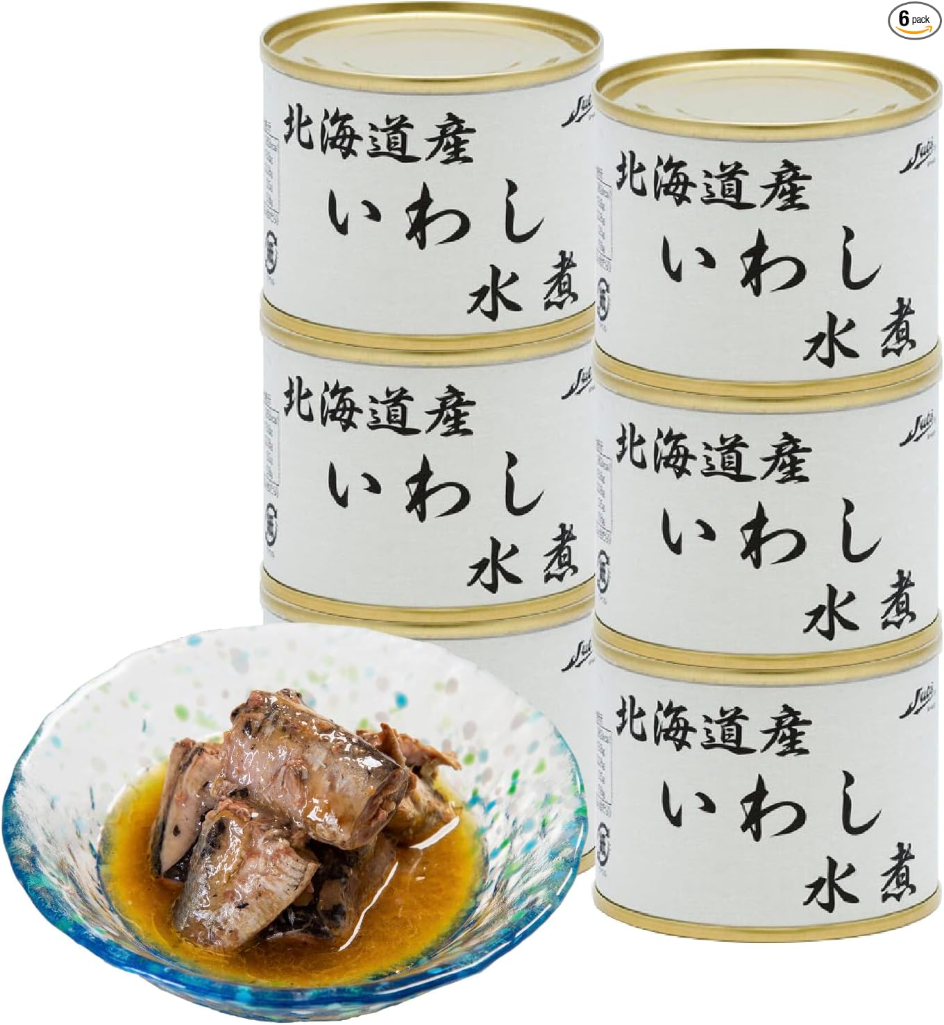 Hokkaido Iwashi Canned with Flavor, Japanese Sanbonsugar (Japanese Sanbonsum), Fine Hand Packed, 6.1 oz (200 g) x 6 Cans Set, DHA EPA Snacks, For Rice, Disaster Prevention, Emergency Food, Preserved Food, Outdoors