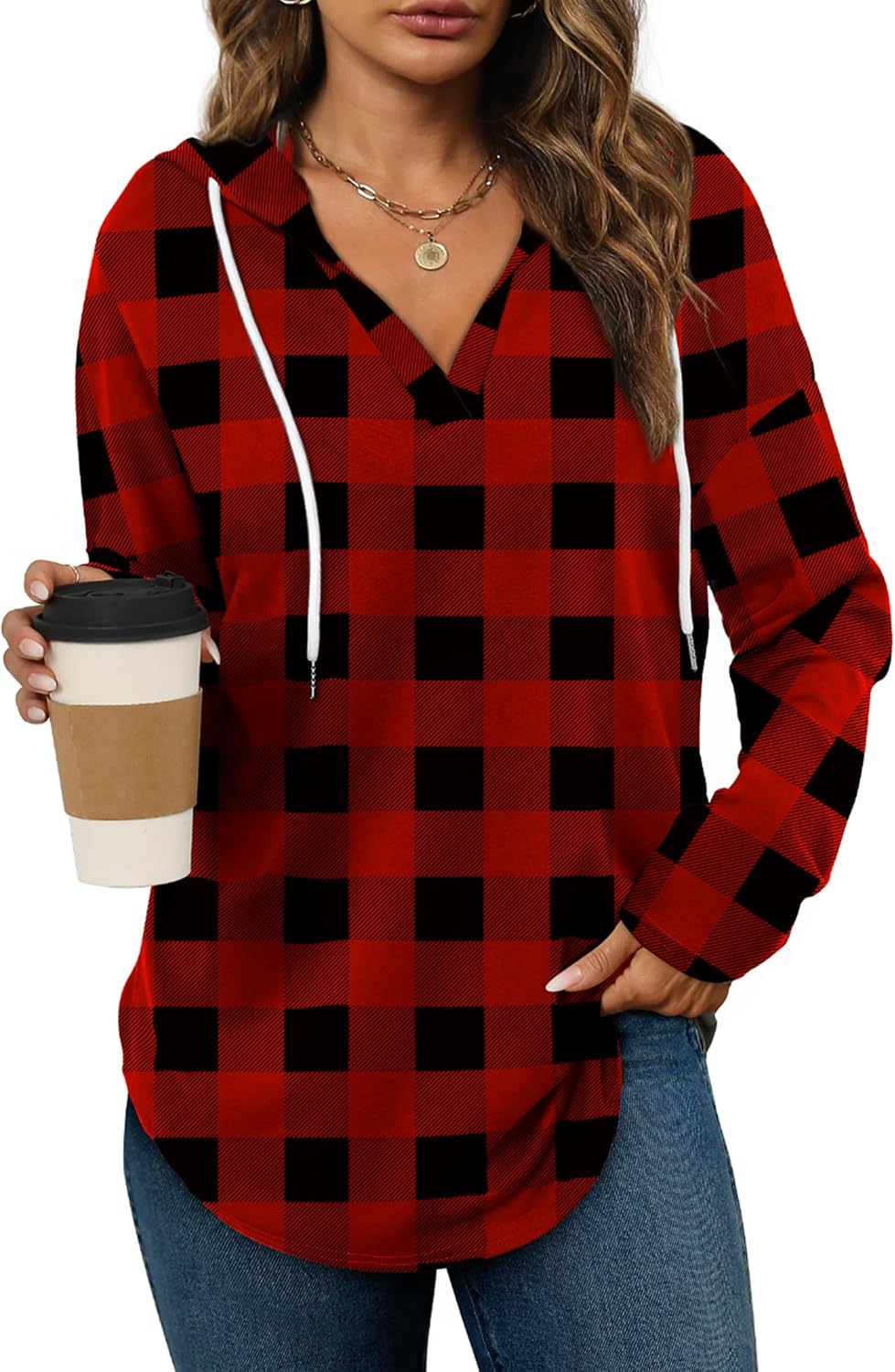 Bofell - Sudaderas con capucha para mujer, sudaderas de moda para mujer, sudaderas con capucha de gran tamaño, sudaderas de manga larga de ajuste holgado
