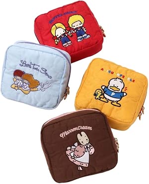 Bleu Bleuet Sanrio Quilted Pouch, Sanrio Characters, Cosmetic Pouch, Makeup Pouch, Large Capacity, Retro, Braun