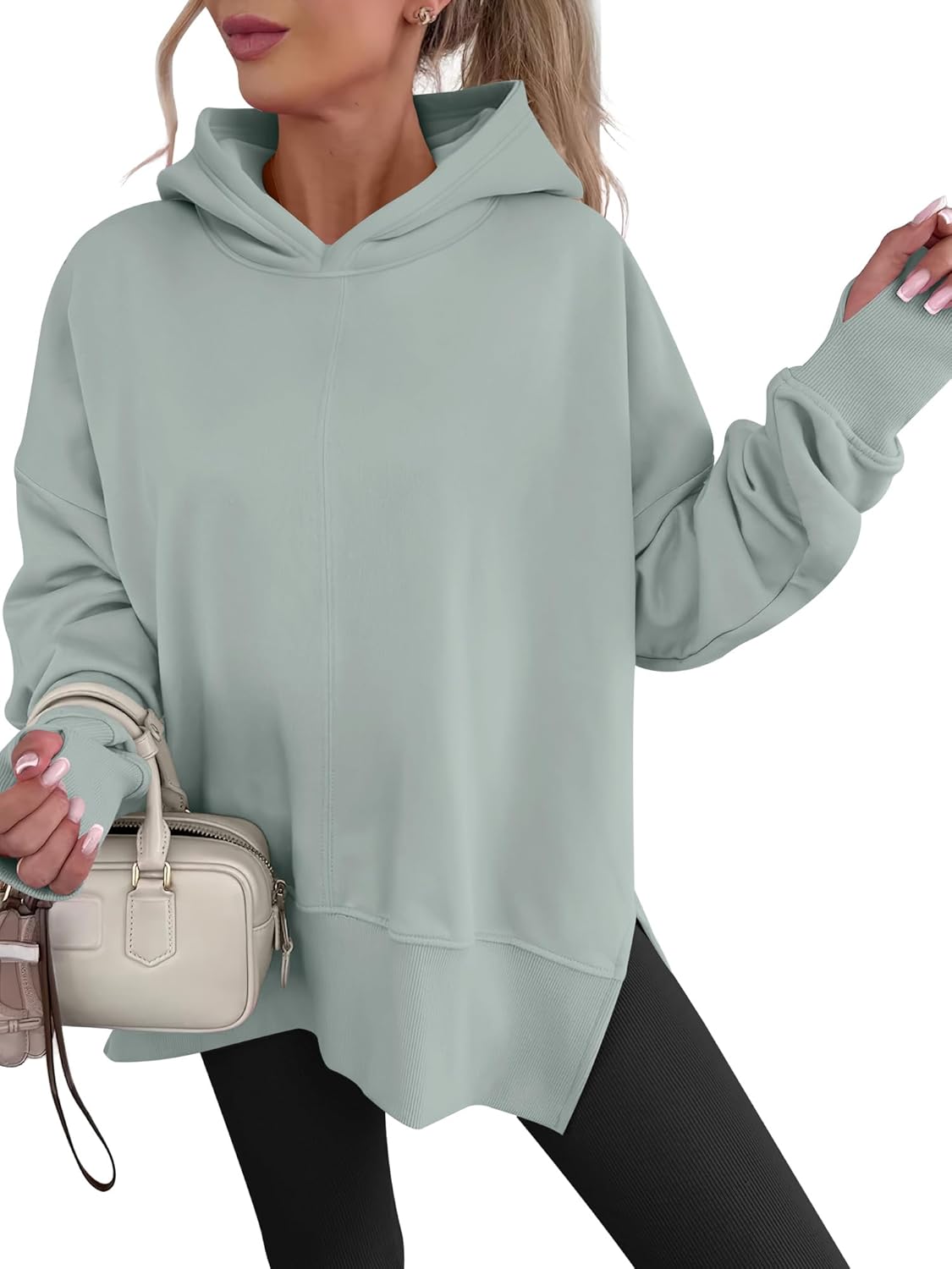 ANRABESS Sudaderas con capucha de gran tamaño para mujer, manga larga, forro polar, con abertura lateral, sudaderas con capucha y sin botones, trajes de otoño 2026, ropa Y2K