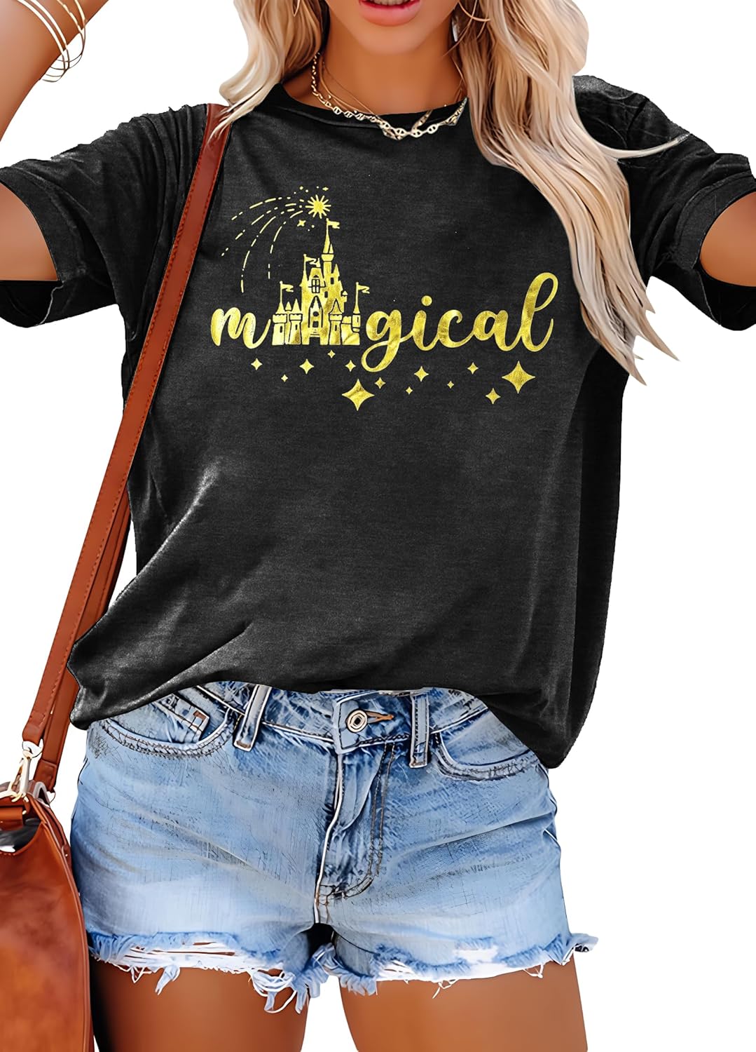 FRYAID Fantastical - Camisa de manga corta para mujer, diseño de teñido anudado Wonder World, diseño de teñido anudado