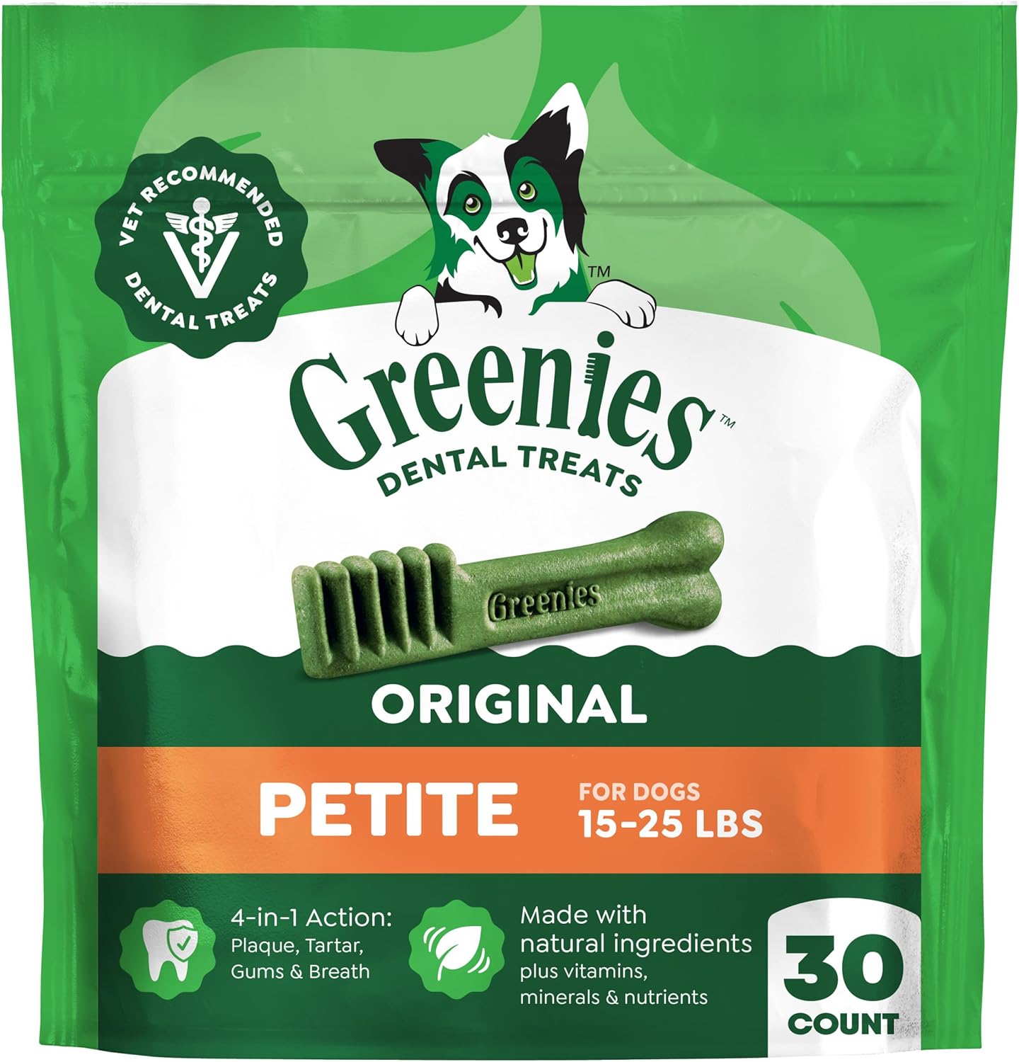 Greenies - Golosinas naturales para la salud dental de perros pequeños, sabor original, paquete de 36 onzas (60 unidades)