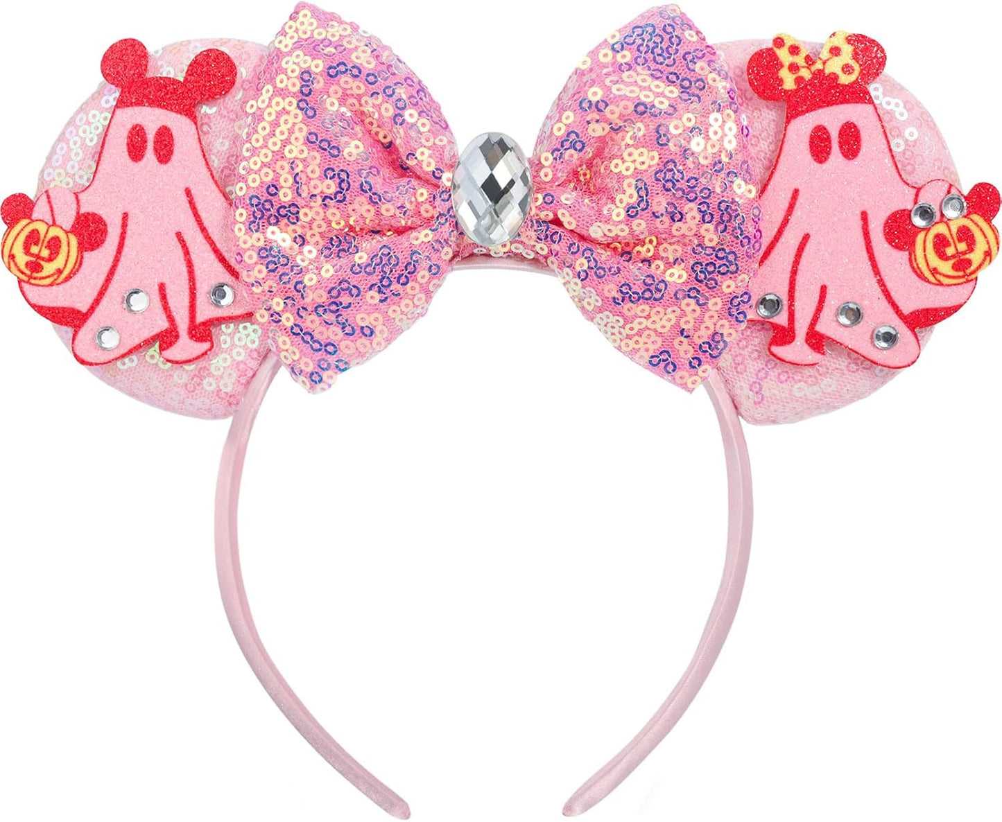 ETLUK Diadema con orejas de ratón, diadema azul con lazo de lentejuelas para mujeres, niñas y adultos, orejas de parque para cosplay, accesorios de decoración de fiesta