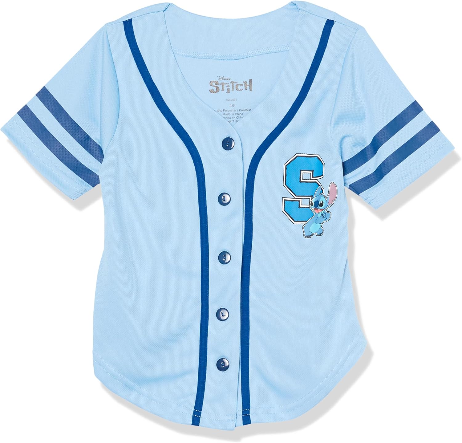 Disney Camiseta de béisbol Lilo & Stitch, Angel Baseball para niñas de Disney, camisa clásica de malla con botones