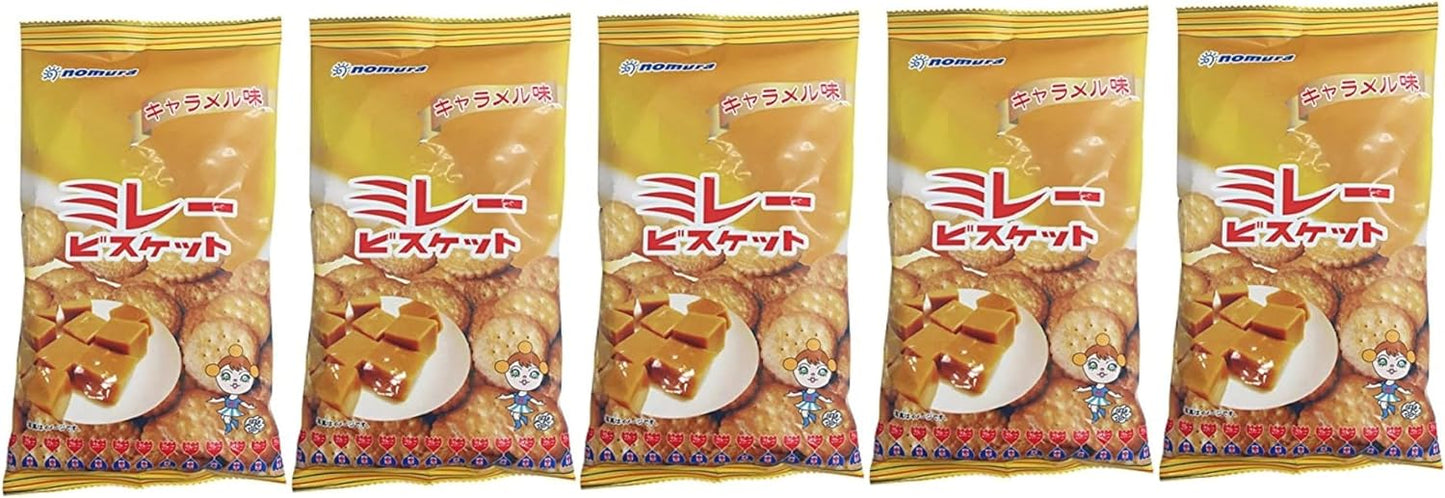 Nomura Senzu Processing Shop Millet Biscuits, Caramel Flavor, 4.0 oz (110 g) x 4 Bags, Domestically Produced in Kochi Prefecture Souvenir