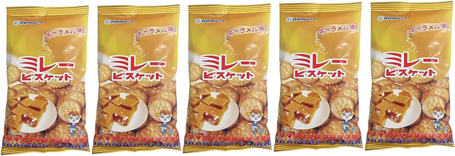 Nomura Senzu Processing Shop Millet Biscuits, Caramel Flavor, 4.0 oz (110 g) x 4 Bags, Domestically Produced in Kochi Prefecture Souvenir