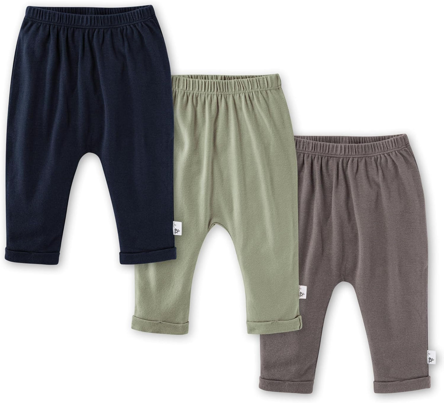 Burt's Bees Baby Unisex Knit Jogger Pants, 3-Pack Baby Sweatpants, 100% Organic Cotton Infant Bottoms