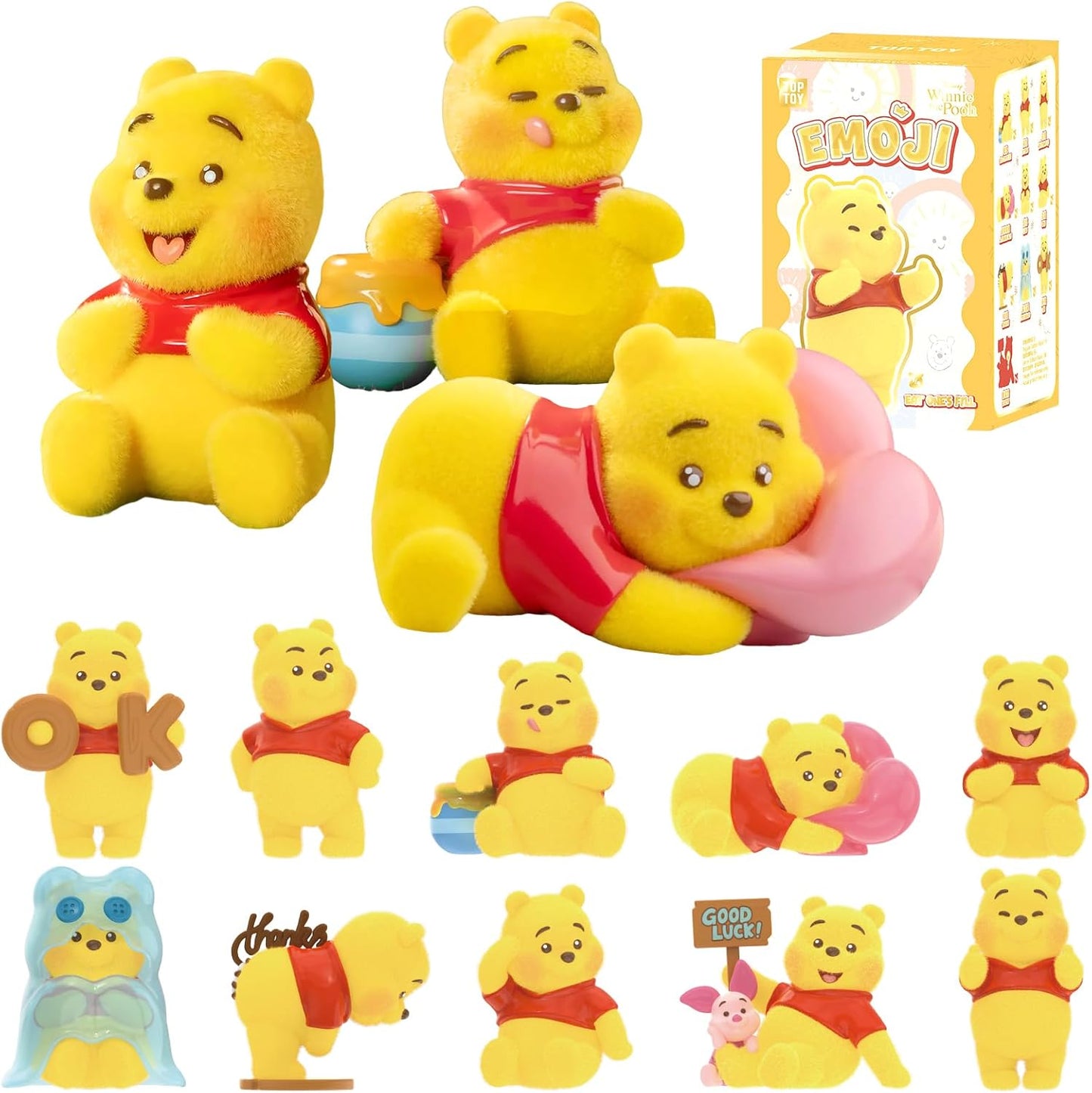 TOP TOY Disney Pooh Emotion Series [1 Piece] Gacha Gacha Blind Box Figure Soft Vinyl PVC Premium Toy Birthday Present Winnie the Pooh Character Collector's Item