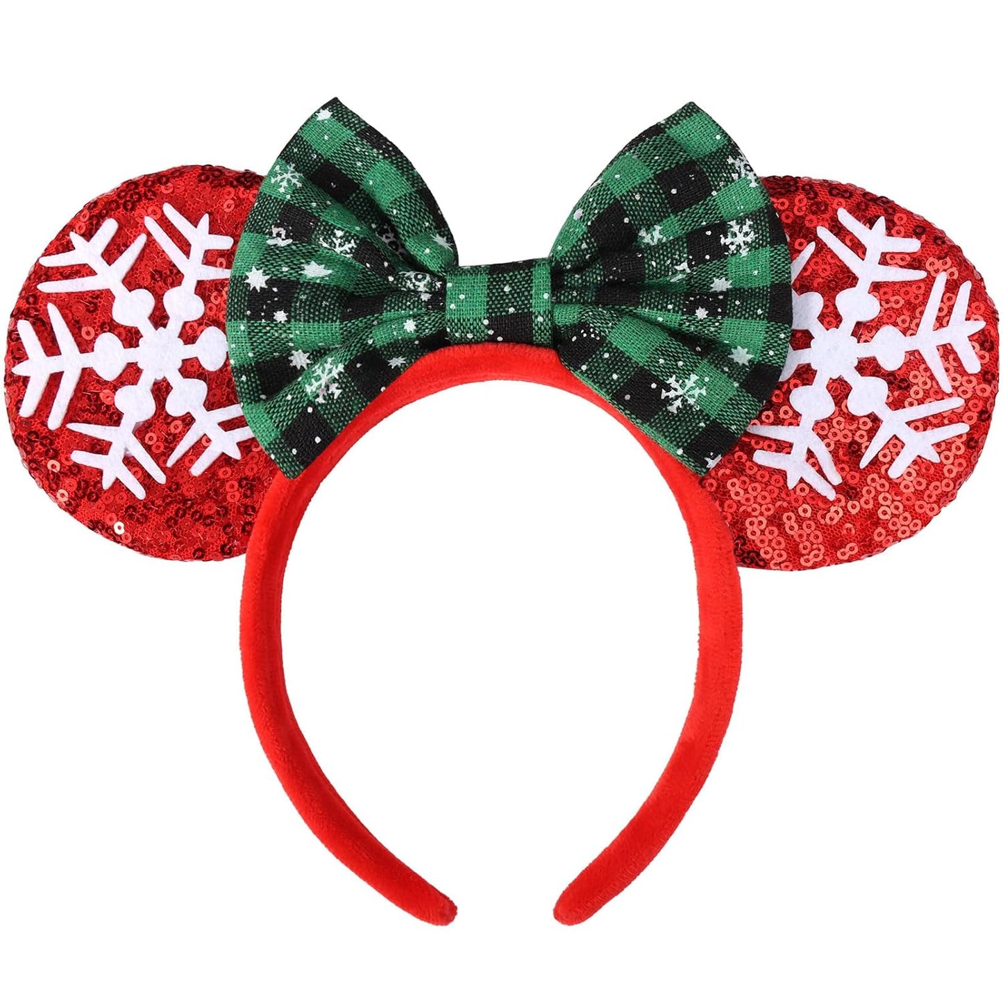 ETLUK - Diadema con orejas de ratón, diademas con orejas de ratón y lazo de lentejuelas para mujeres y niñas, accesorios de cosplay, decoración para fiestas (rojo)