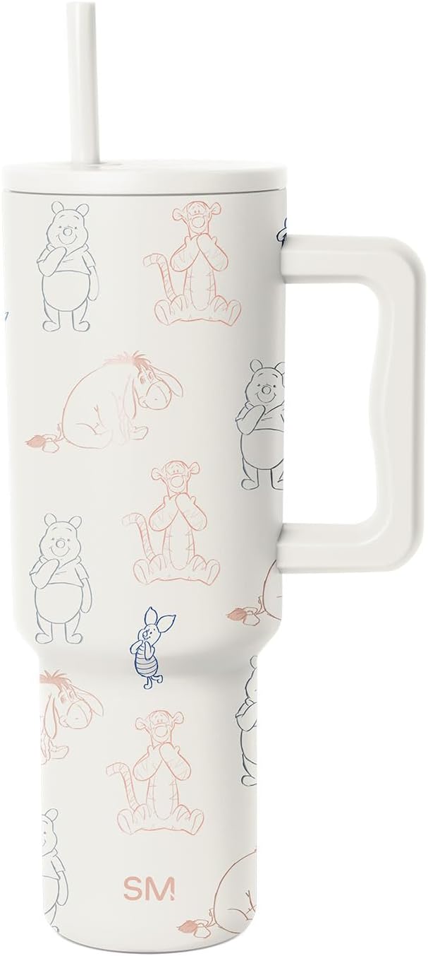 Simple Modern Disney Vaso Tumbler de 40 oz con Asa y Tapa con Pajita | Botella de Agua de Acero Inoxidable Aislada Reutilizable Taza de Viaje | Regalos para Mujeres Hombres Él Ella | Colección Trek |