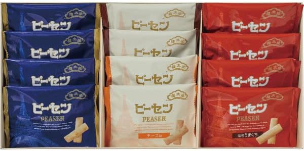 Maker Packaging, Eitaeimoto Pisen Assorted, 12 Bags, Fried Meal, Made with Glutinous Rice, 4 Bags of Peanuts, 4 Bags of Shrimp, 2 Bags of Black Pepper, 2 Bags of Cheese