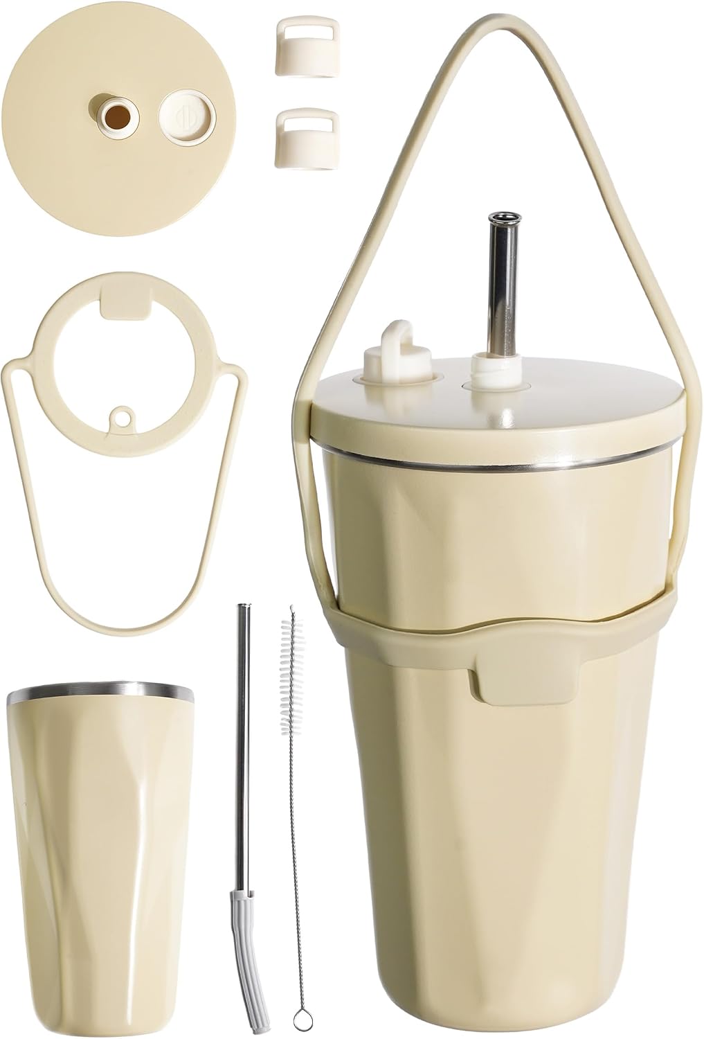 atRise [At Rise] 【Ready to Use Immediately! Can be Carried by Just the Little Finger!】Tumbler with Straw Attached, Large Capacity 600ml, Spare Cap Included, Vacuum Insulated Structure, Straw Tumbler
