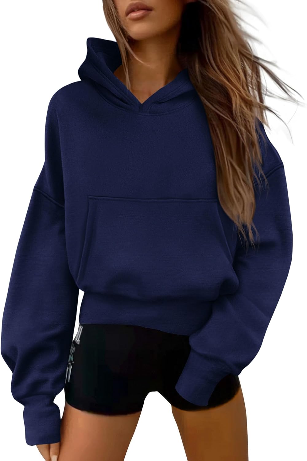 PRETTYGARDEN Sudaderas con capucha para mujer, manga larga, media cremallera, recortadas, sin botones, ropa de moda de invierno
