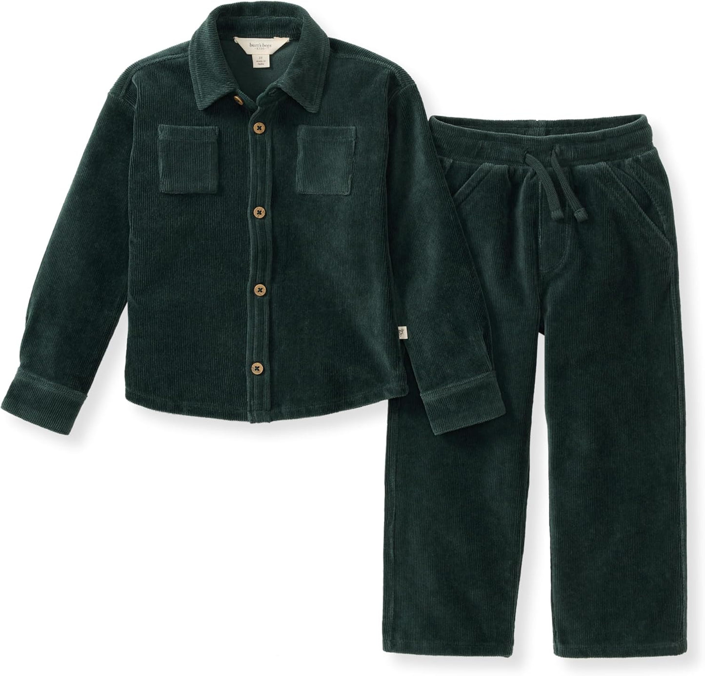 Burt's Bees Baby Boys Shirt and Pant Set, Long Sleeve Top & Bottom Outfit Bundle, 100% Organic Cotton