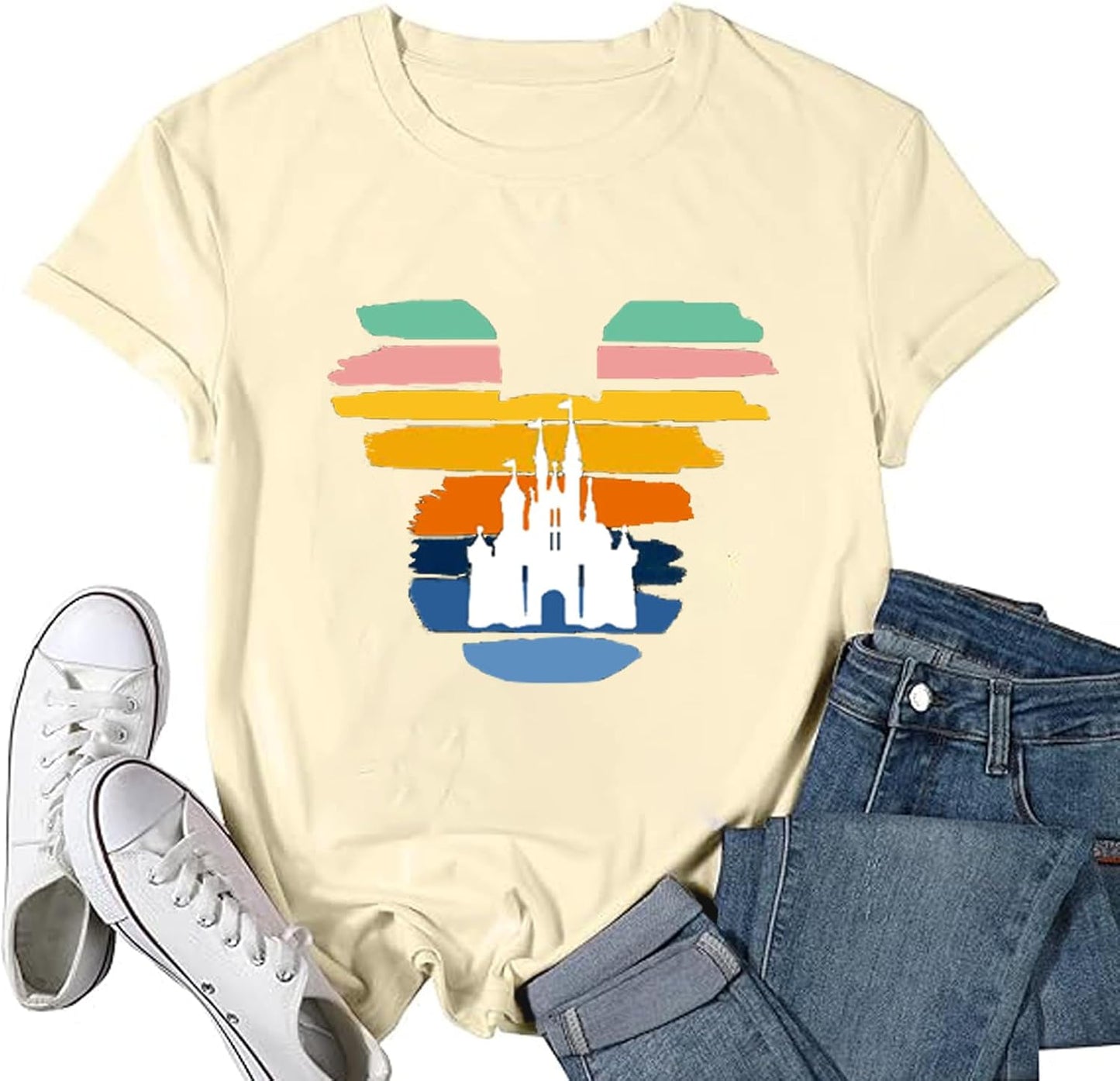Camisa mágica para mujer, camiseta del Reino Mágico, camiseta gráfica de castillo, vacaciones familiares, tops de manga corta, tops casuales de verano