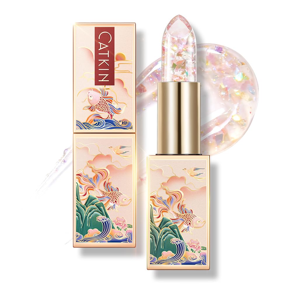 CATKIN Bálsamo labial tintado con purpurina para labios ultra hidratante, humectante labial, cuidado de labios con vitamina E nutritivo para labios agrietados y secos, 0.12 onzas, C15 Destiny, rojo