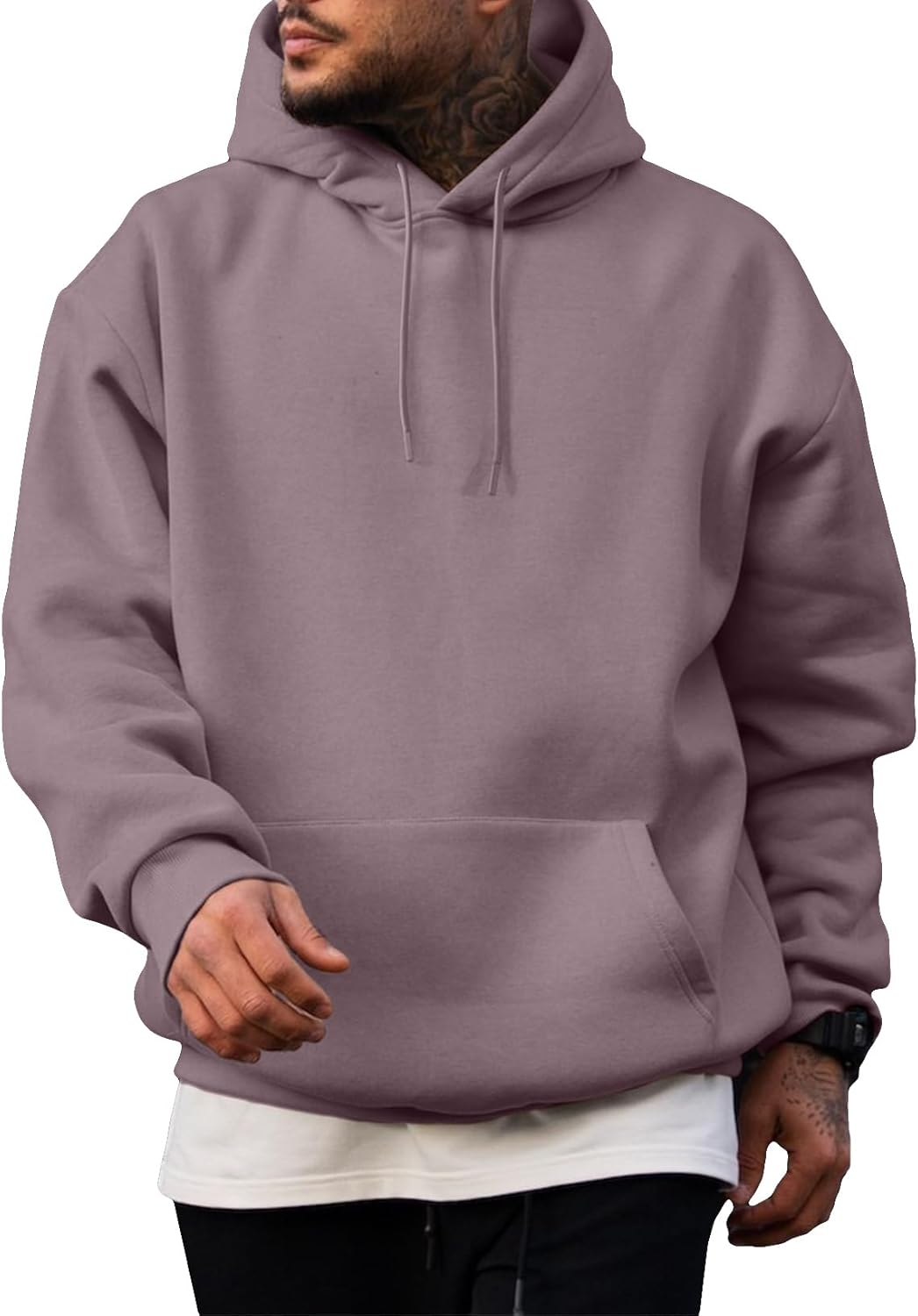 JMIERR - Sudaderas con capucha de manga larga para hombre, estilo casual, con cordón en el cuello, de algodón | Cómodo suéter con forro polar, capucha con cordón ajustable, bolsillo canguro, ajuste regular, lavable a máquina