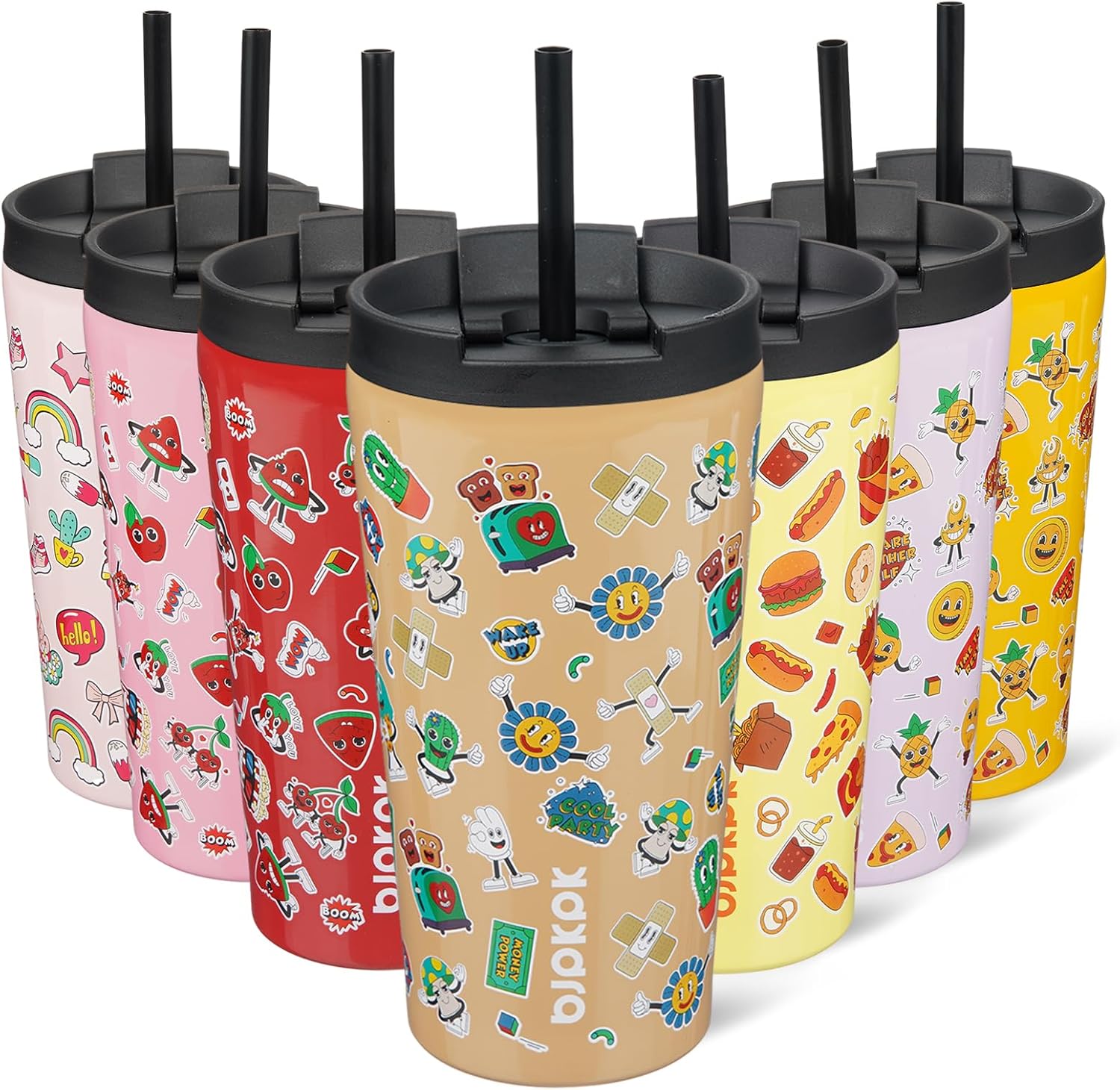 BJPKPK - Vaso de acero inoxidable con aislamiento, tapa y pajilla, taza de café para viaje, de 18 onzas, diseño de laguna
