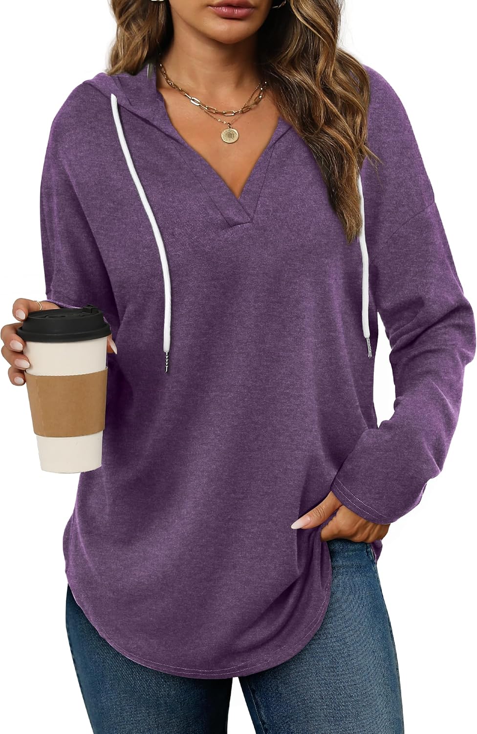 Bofell - Sudaderas con capucha para mujer, sudaderas de moda para mujer, sudaderas con capucha de gran tamaño, sudaderas de manga larga de ajuste holgado