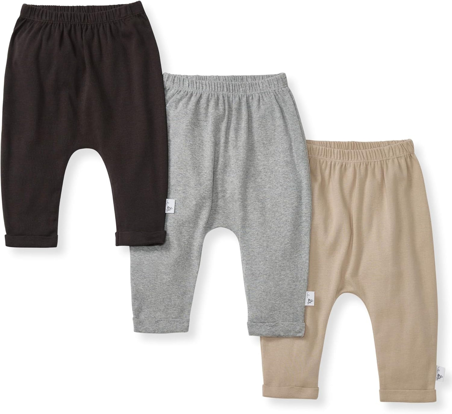 Burt's Bees Baby Unisex Knit Jogger Pants, 3-Pack Baby Sweatpants, 100% Organic Cotton Infant Bottoms