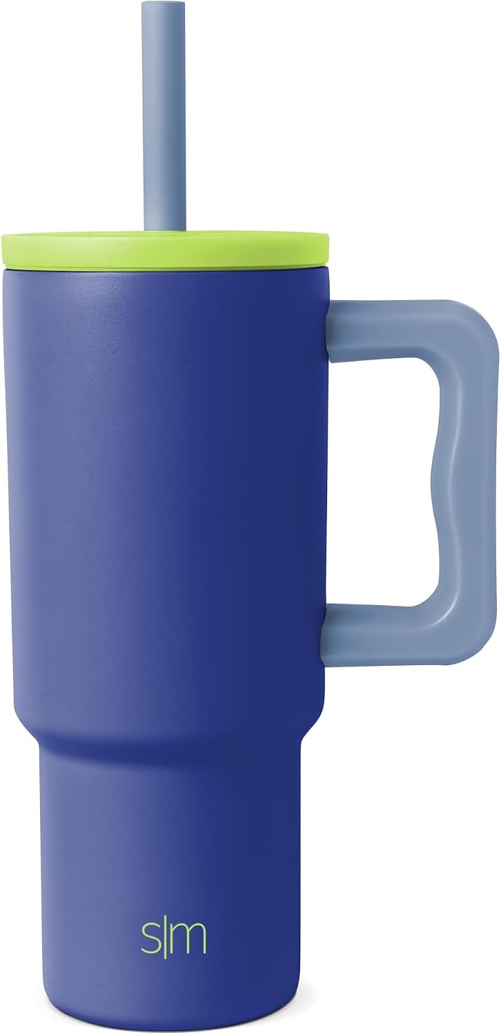 Simple Modern Disney Trek Kids - Vaso de acero inoxidable para niños y niñas, con asa y tapa con pajilla de silicona, resistente a derrames y fugas, reutilizable, Minnie Mouse en terrazo, 24 onzas