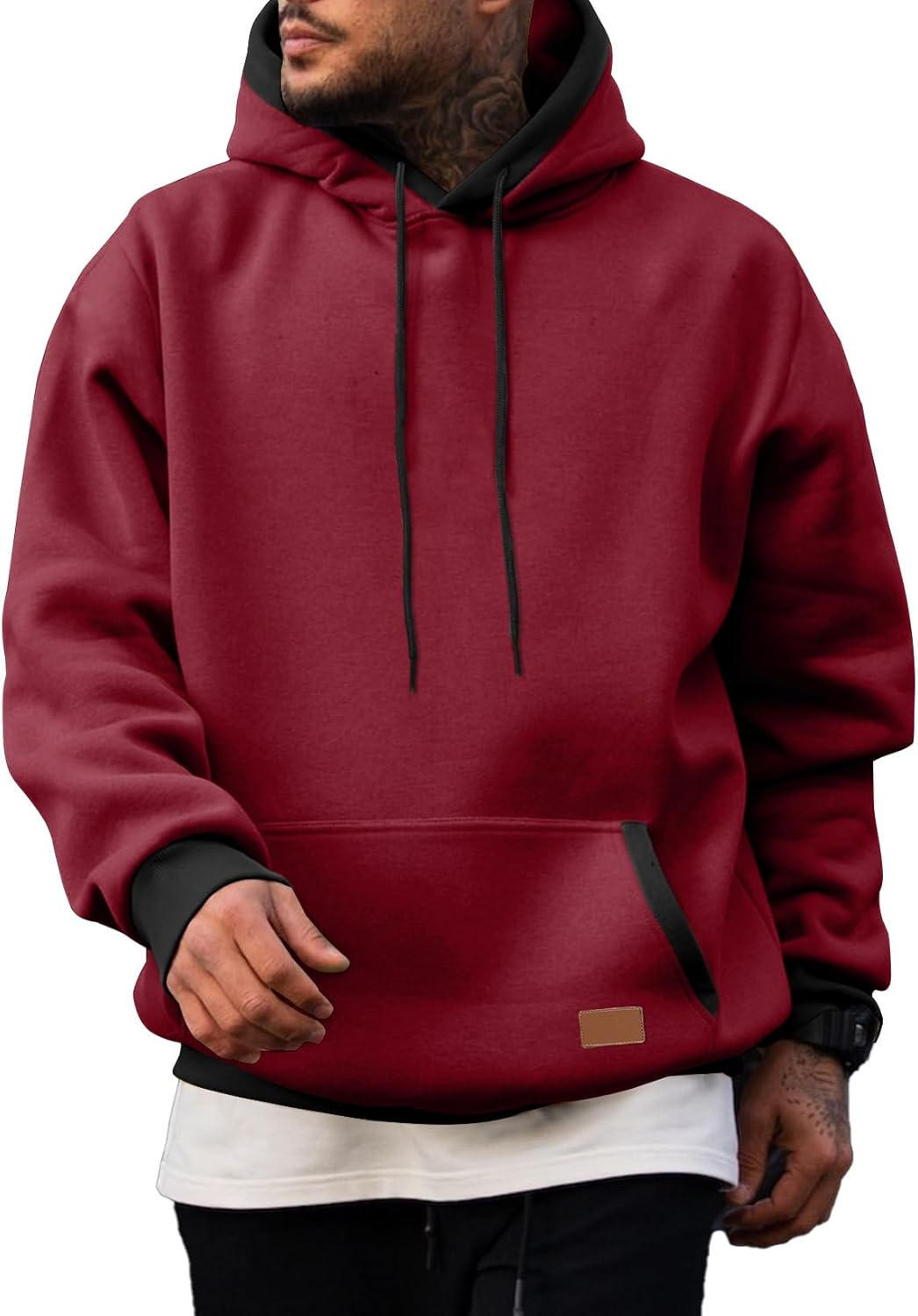 JMIERR - Sudaderas con capucha de algodón para hombre, casuales, de manga larga, con cordón, de forro polar, con bolsillos