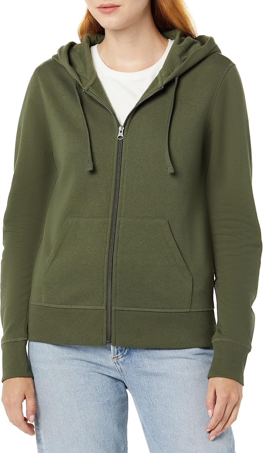 Essentials - Sudadera con capucha de felpa para mujer, con cremallera completa (disponible en tallas extragrandes)