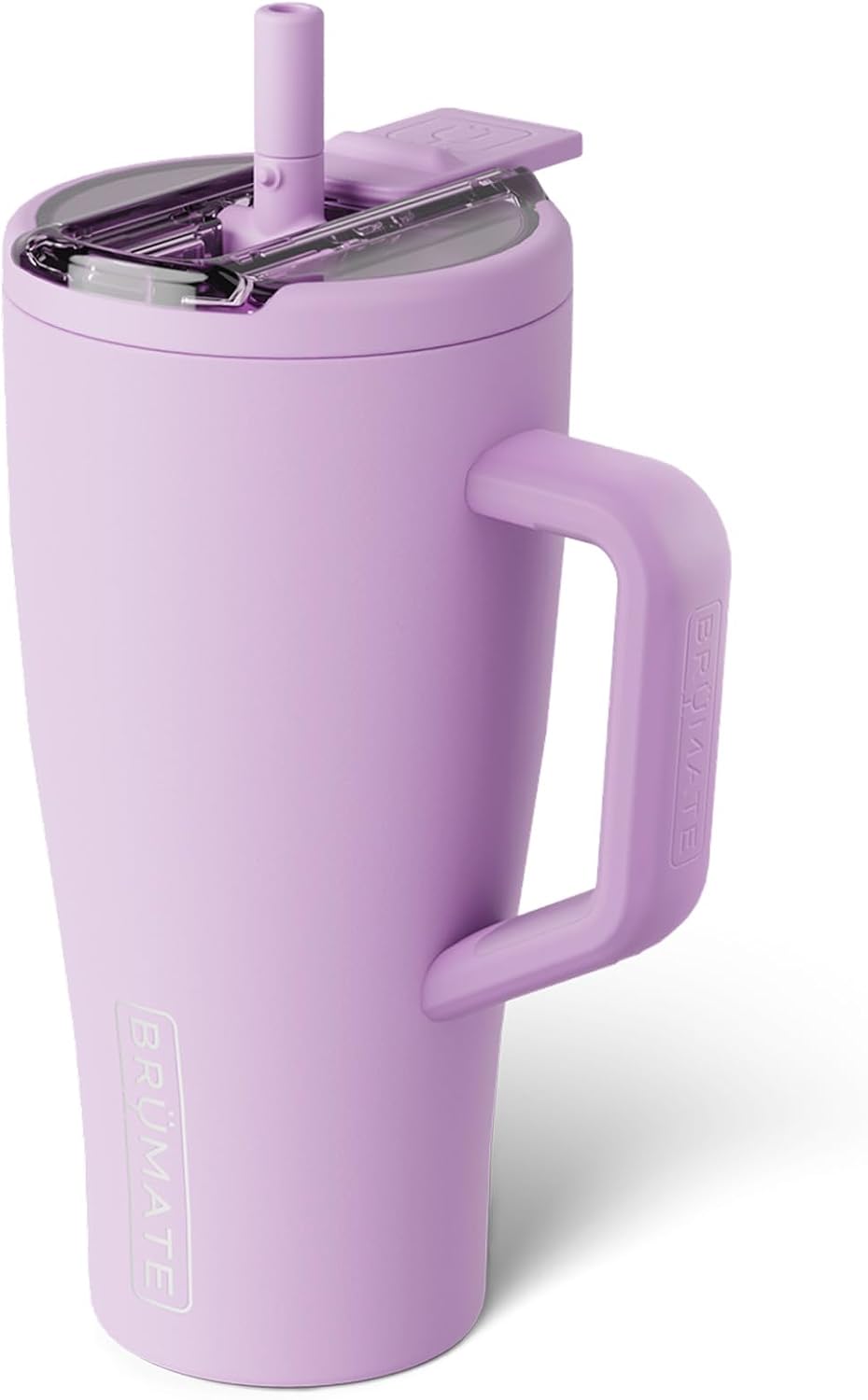 BrüMate Era Flip - Vaso de 40 onzas con tapa con pajilla cubierta 100 % a prueba de fugas, popote higiénico cubierto, botella de agua de acero inoxidable aislada con asa, apto para portavasos, sin BPA (Lilac Dusk)