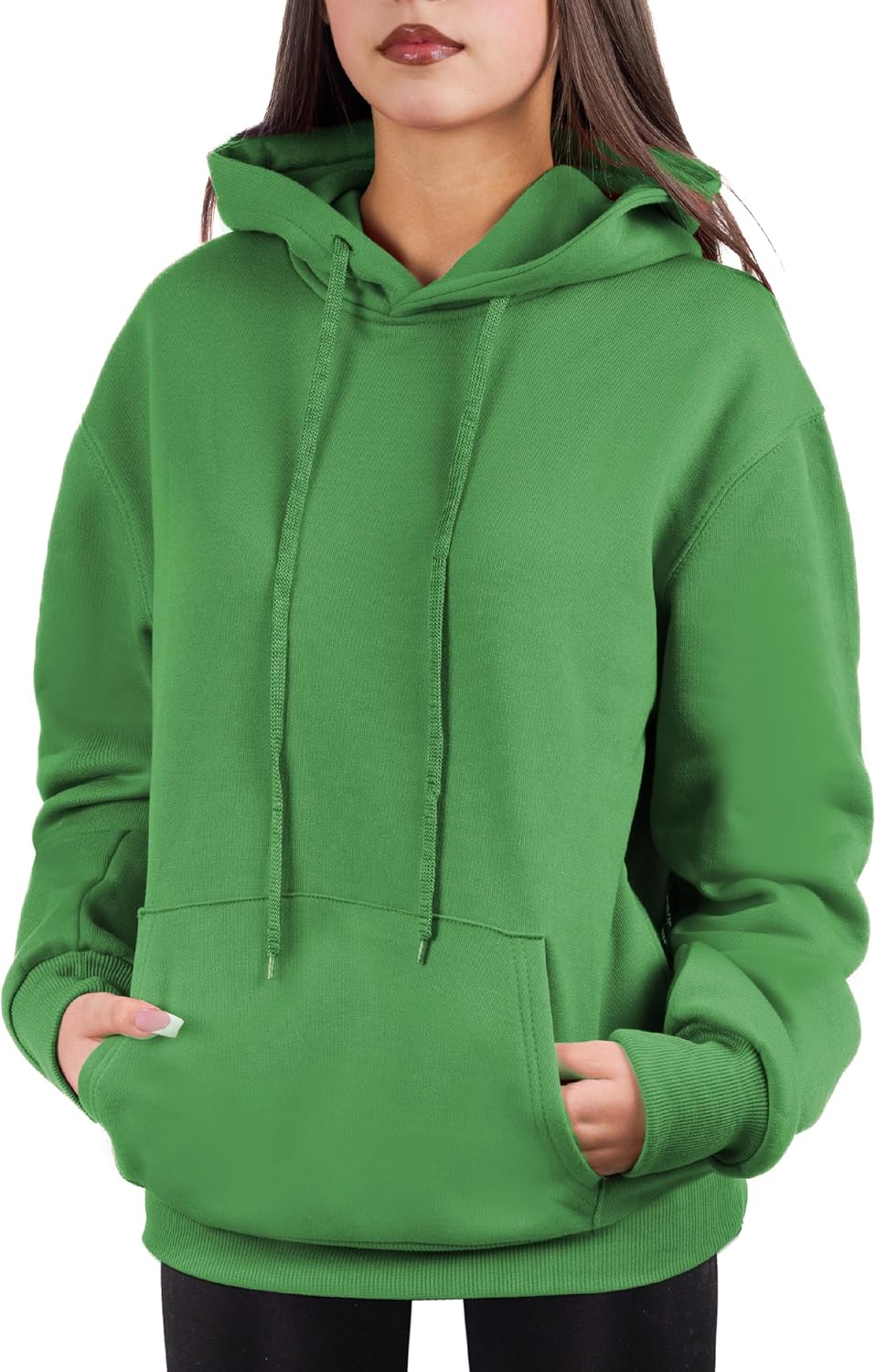Sudadera de gran tamaño con capucha para mujer, mezcla de algodón y forro polar suave, acogedora sudadera para todos los días