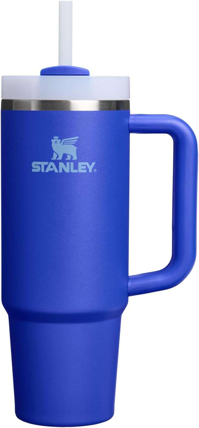 Stanley Quencher H2.0 - Vaso de acero inox. con asa, pajilla y tapa FlowState giratoria de 3 posiciones; aislamiento térmico/sin BPA; apto p/portavaso p/viaje; 30 oz, coral dorado (Goldenrod Coral)