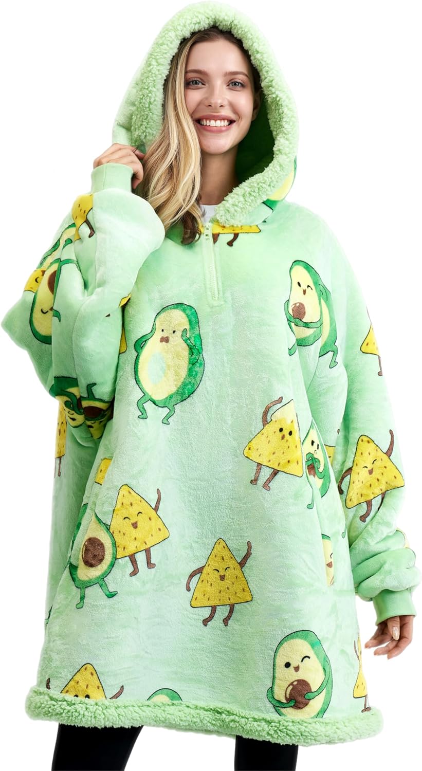 Giggling Getup Manta con capucha para adultos, regalos para adolescentes, niñas, hermanas, mujeres, forro polar sherpa, sudadera con capucha, cálida y acogedora con bolsillo y mangas, color beige gato