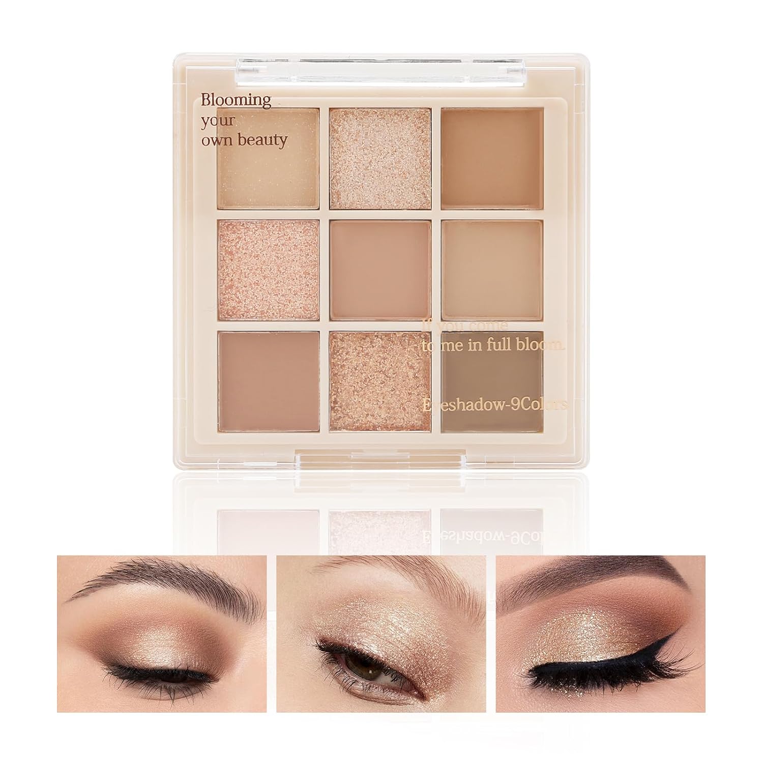 Boobeen Paleta de sombras de ojos nude – maquillaje mate y brillante, polvo de sombra de ojos cremoso altamente pigmentado, crea un aspecto de ojos neutro, larga duración, fácil de crear looks