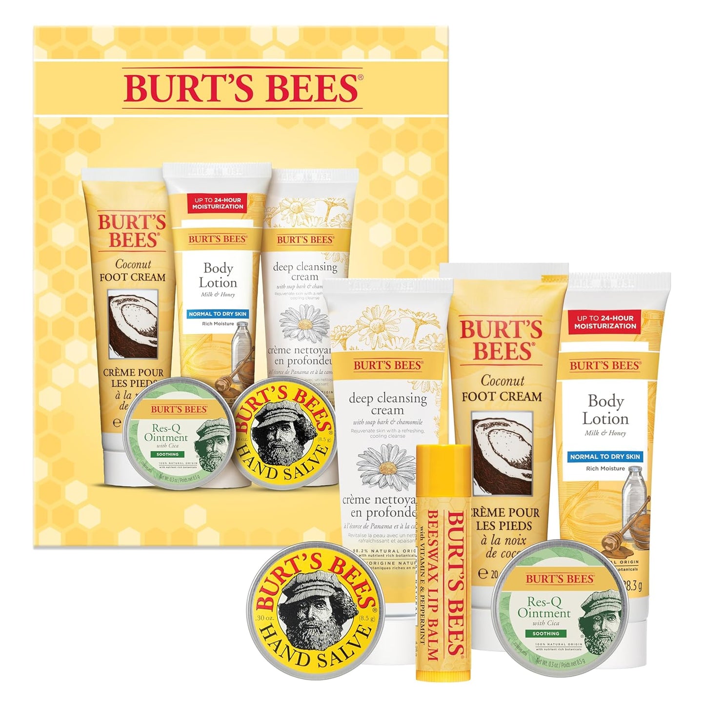 Ideas de regalos de Burt's Bees - Set clásicos, 6 productos en lata de regalo – Crema para cutículas, bálsamo para manos, bálsamo labial, ungüento Res-Q, reparación para manos y crema para pies