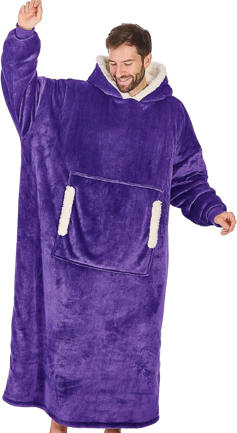 yescool - Cobija con capucha, sudadera de franela de forro polar sherpa para adultos, mujeres y hombres, talla única