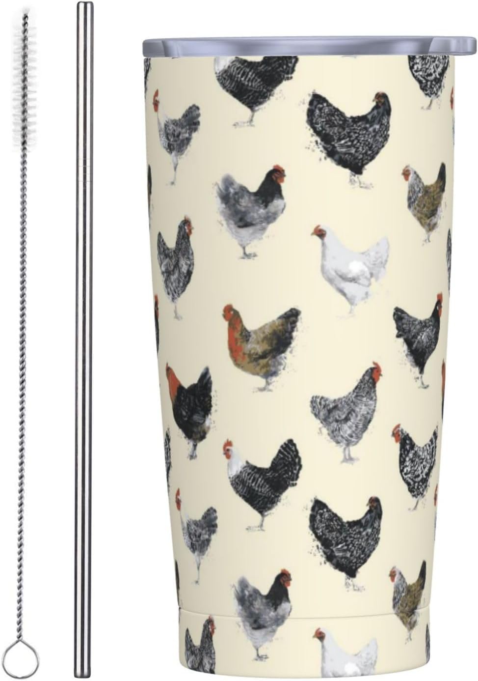 Vaso de 20 onzas con tapa y popote para mujer, diseño floral retro, con aislamiento, diseño floral retro, diseño de flores moradas, de acero inoxidable, taza de viaje al vacío de doble pared