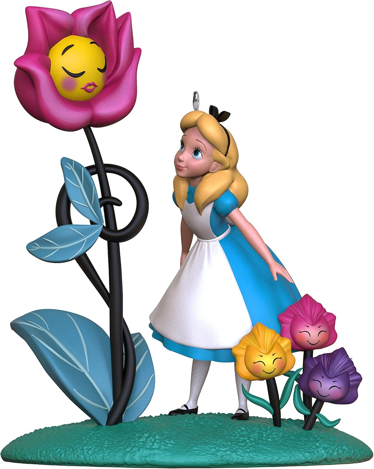 Hallmark Keepsake Adorno navideño de Disney, Alicia en el país de las maravillas y el gato de Cheshire con luz, regalos para los fanáticos de Disney
