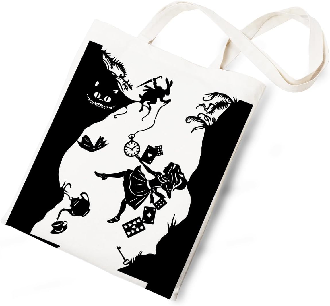 Silhouette of Alice Tote Bag Cotton Reusable Tote Shoulder Bag Fans Canvas Tote Bag For Gifts For Friends Fans