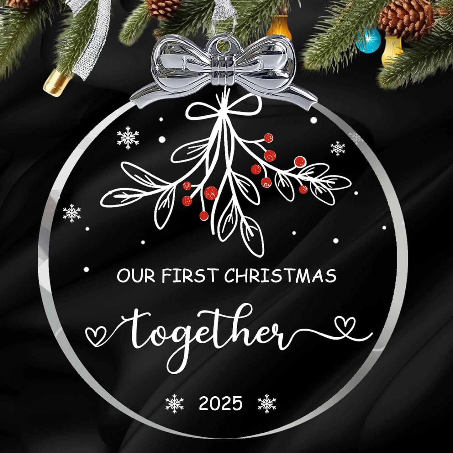 Regalos de boda para parejas, cristal de cristal 2026, adorno de primera Navidad para casados, ideas de regalos de boda para recién casados, regalos de despedida de soltera para novia-05
