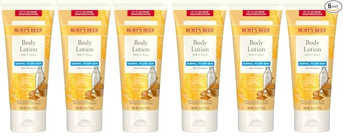 Burts Bees Loción corporal para piel normal a seca con leche y miel, 6 onzas (el paquete puede variar)