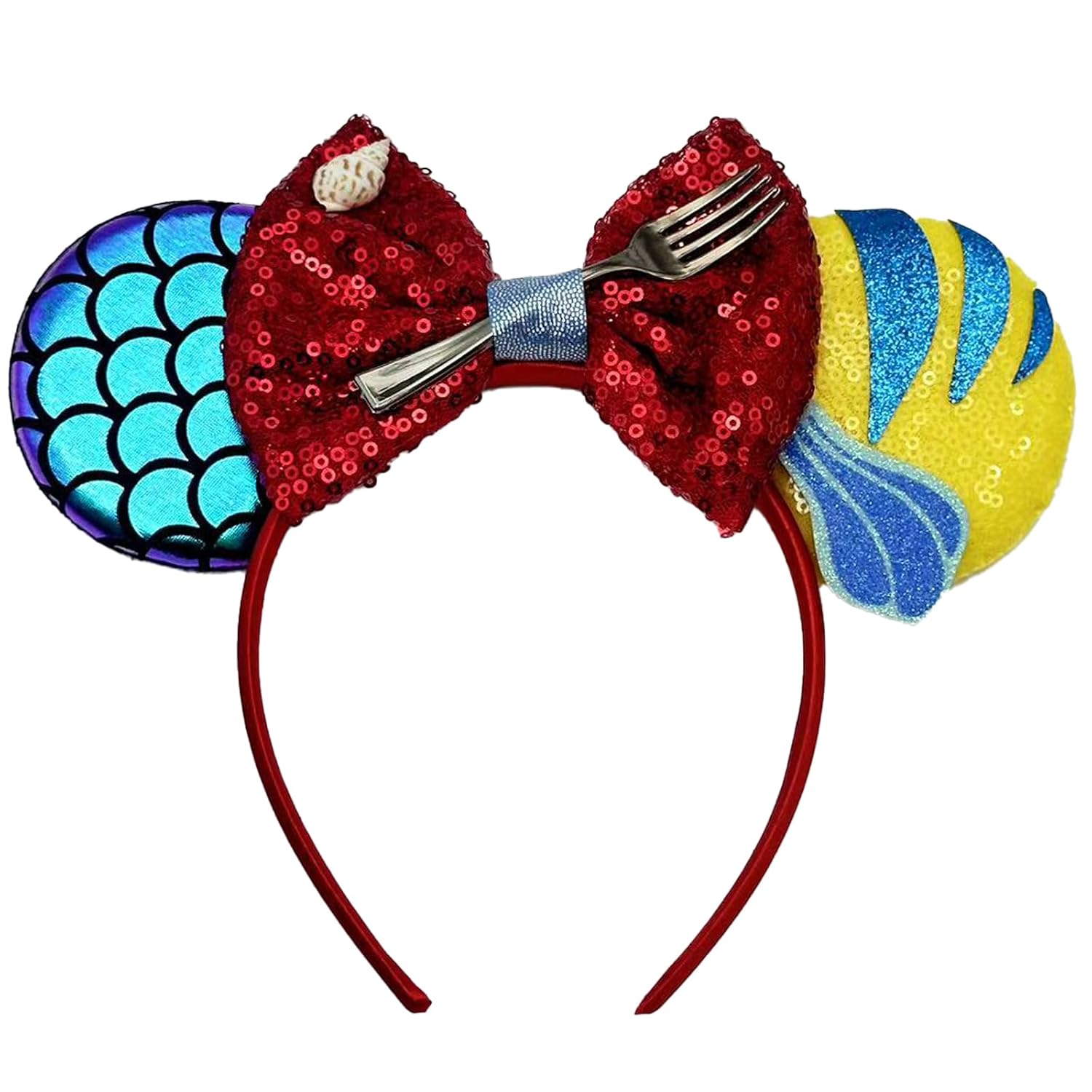 Diadema de Orejas de Ratón - Banda de Pelo para Orejas para Fiestas de Parque Temático, Accesorios de Disfraz para Cosplay para Mujeres Adultas (Rojo)