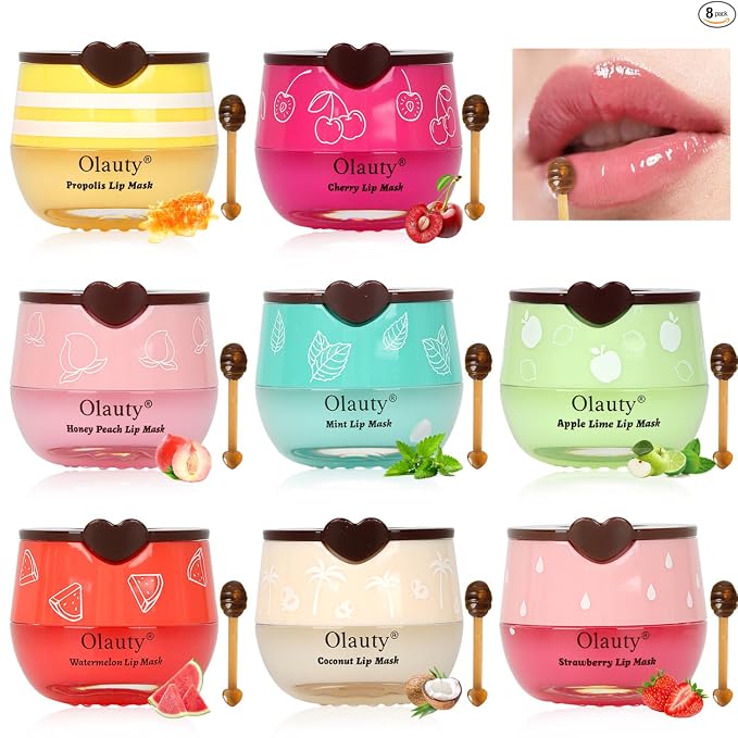 2 piezas de mascarilla labial de miel de abeja, mascarilla labial de miel y fresa, bálsamo labial de propóleo hidratante con palo - Exfoliante labial hidratante para prevenir la prevención de labios