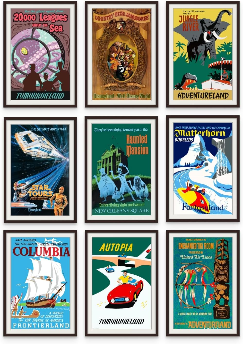 Disney Parks Arte de Pared - Arte de pared de Disneyland, regalos de Disneyland, mercancía vintage retro de parque temático de Disney, póster de Splash Mountain, coleccionables, recuerdos