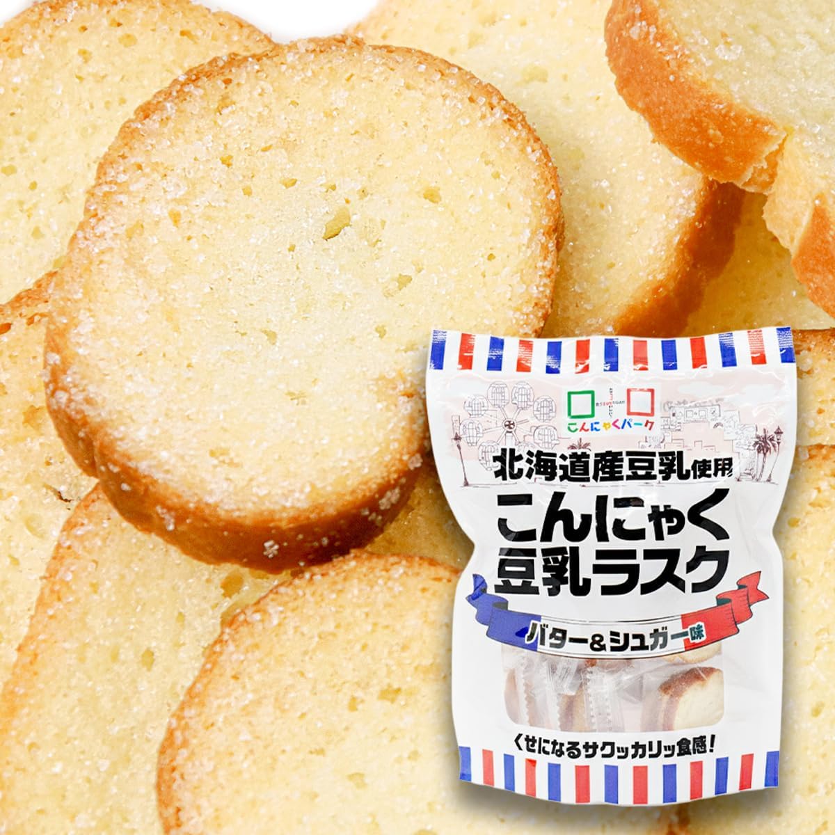 Konjaku Park Rask, Konjaku Soy Milk Rask, Butter & Sugar Flavor, Hokkaido Soy Milk, Uses Konjaka Flour From Gunma Prefecture, 10.6 oz (300 g), Unstandard x 3 Bags