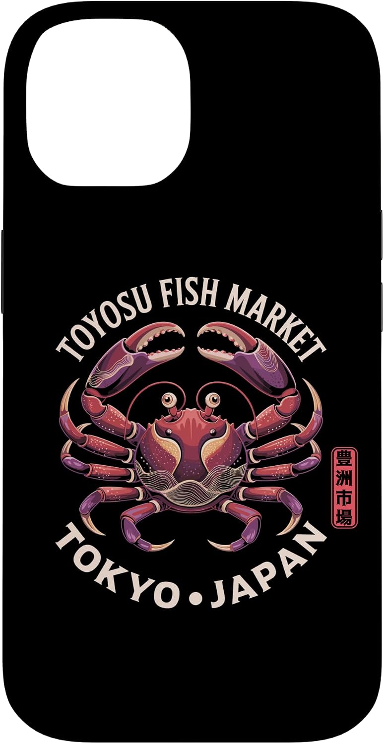 豊洲魚市場 東京ジャパン かに 漢字 お土産 スマホケース iPhone 15 Plus 用